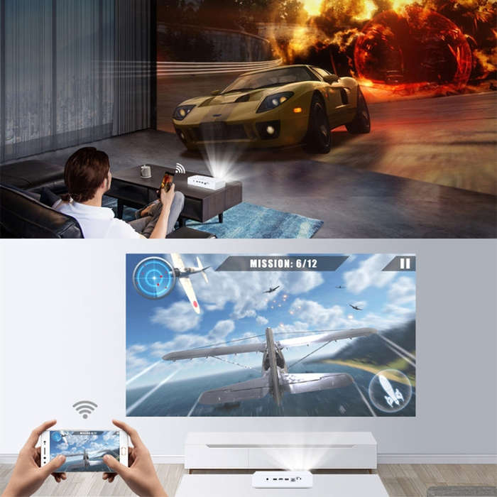 TOUMEI V6 3800 Lumens Android 6.0 3D Smart DLP Projector, 2GB+32GB, Support Dual Band WiFi / Blue...
