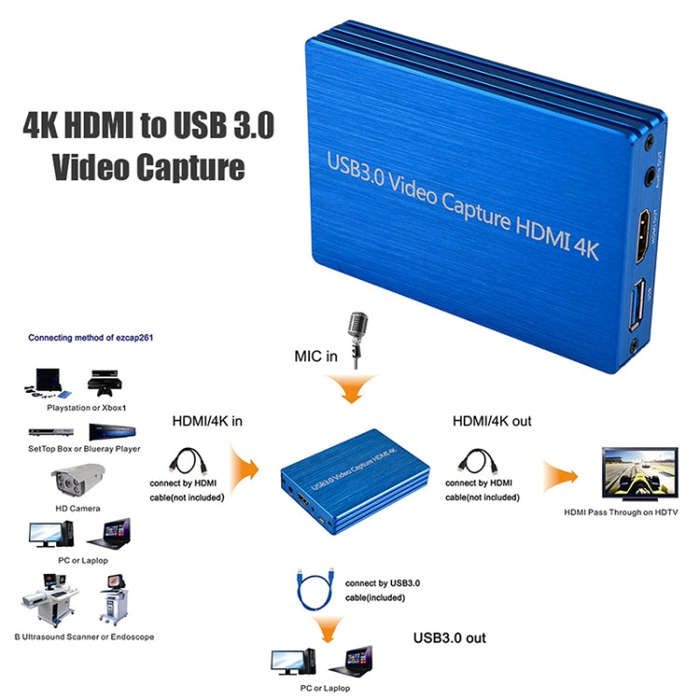 NK-S300 USB 3.0 HDMI 4K HD Video Capture Card Device