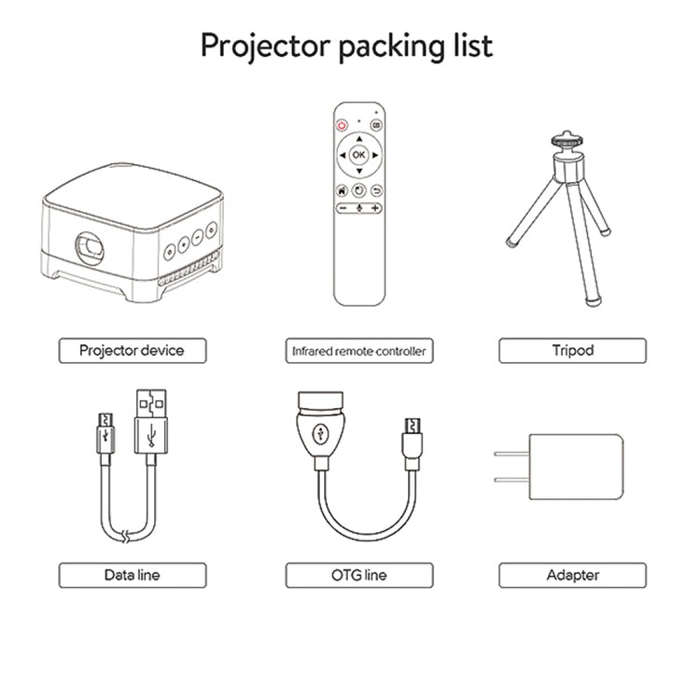 P07-D Mini 50 Lumens Android Home Theater Bluetooth LED Projector with Remote Control, Support Mi...