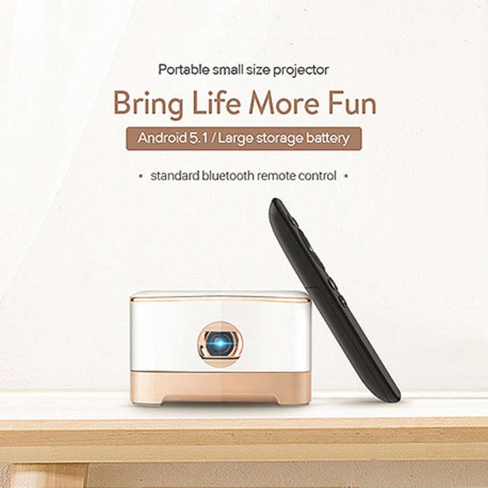 P07-D Mini 50 Lumens Android Home Theater Bluetooth LED Projector with Remote Control, Support Mi...