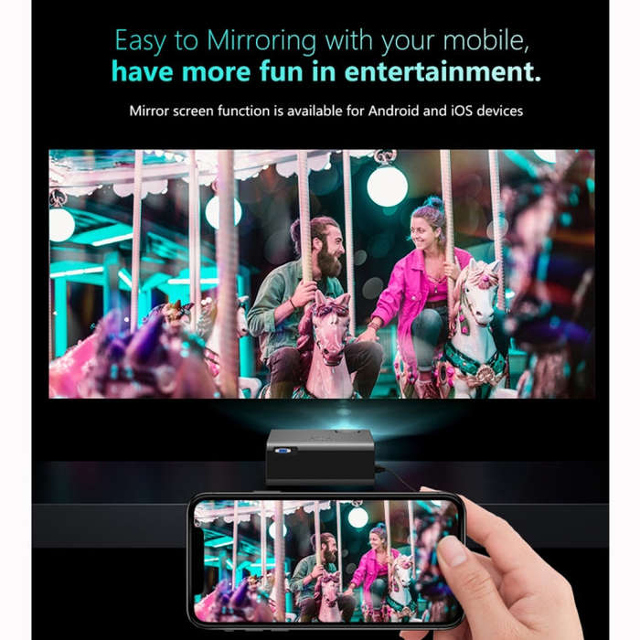 RD825 1280x720 2200LM Mini LED Projector Home Theater, Support HDMI & AV & VGA & USB, Smart Versi...