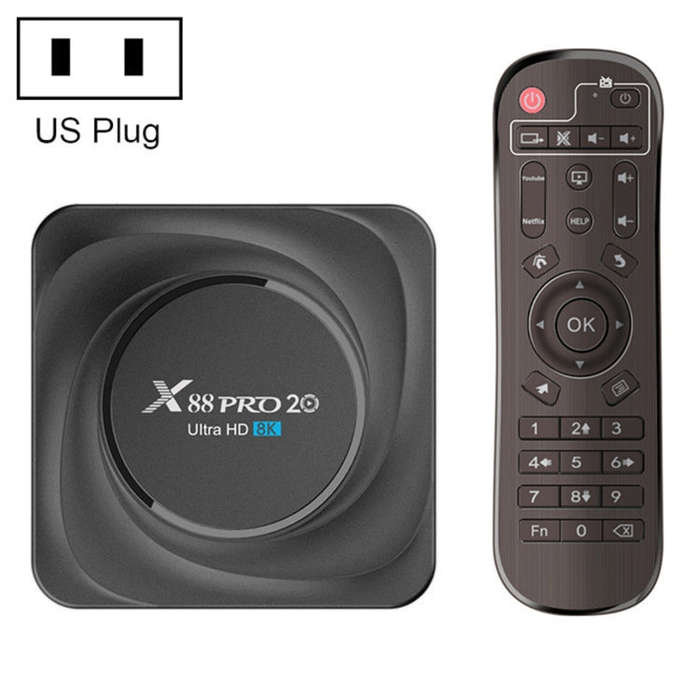 X88 Pro 20 4K Smart TV BOX Android 11.0 Media Player with Infrared Remote Control, RK3566 Quad Co...