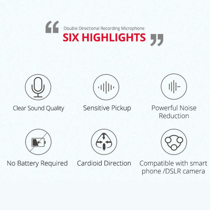 YELANGU MIC11 SLR Camera Mobile Phone Two-way Recording Microphone