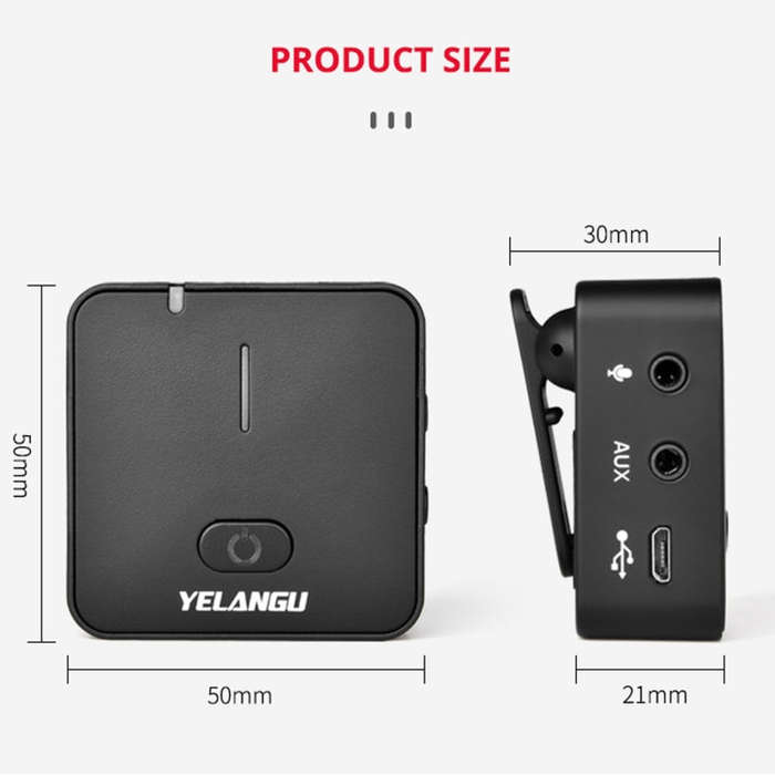 YELANGU MX5 2.4G Live Broadcast Interview Wireless Recording Camera Microphone, 1 Receiver to 1 T...