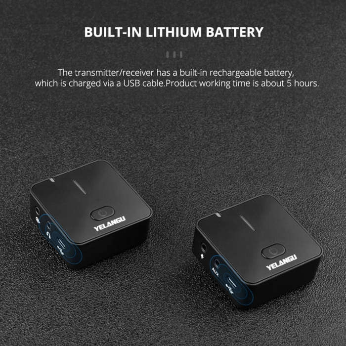 YELANGU MX5 2.4G Live Broadcast Interview Wireless Recording Camera Microphone, 1 Receiver to 1 T...