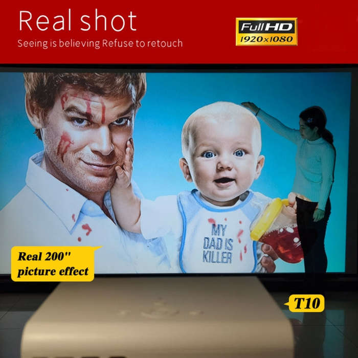 T10 1920x1080P 3600 Lumens Portable Home Theater LED HD Digital Projector, Android Version(White)