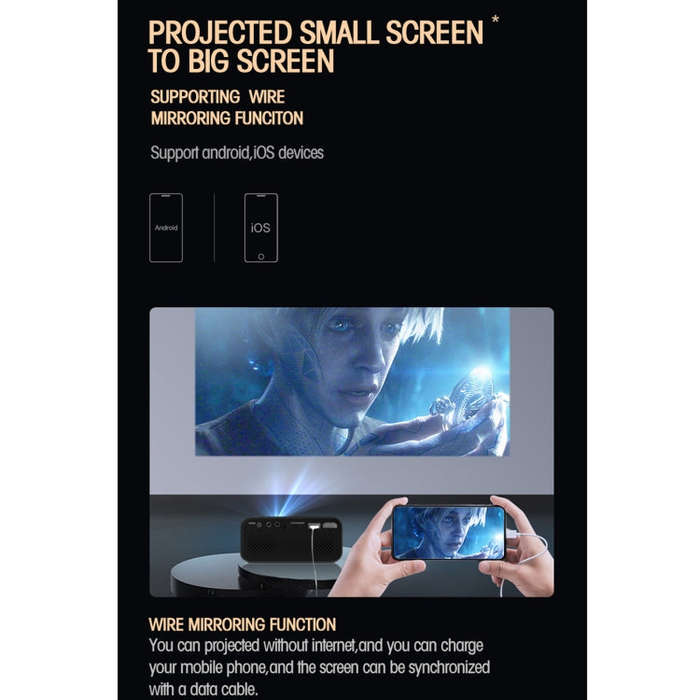T500 1920x1080P 80 Lumens Portable Mini Home Theater LED HD Digital Projector With Remote Control...