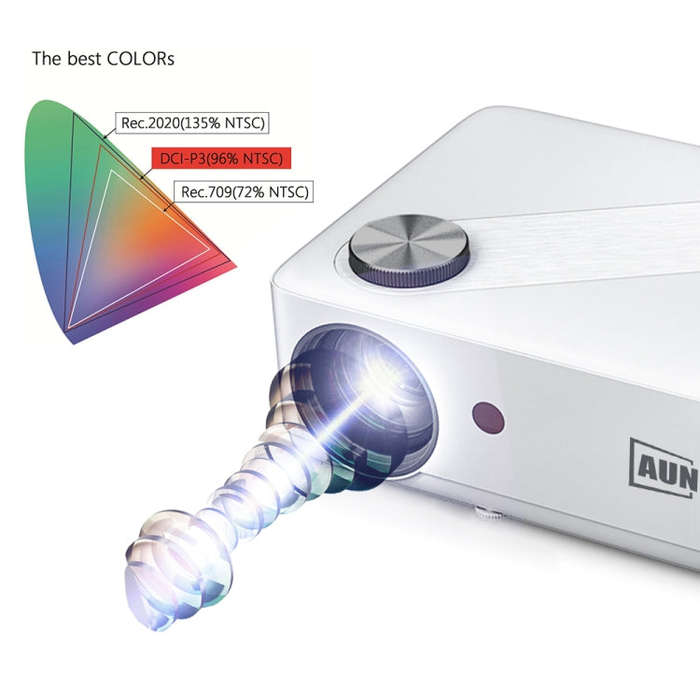 AUN AKEY8 1920x1080 6000 Lumens Portable Home Theater LED HD Digital Projector, Basic Version, US...
