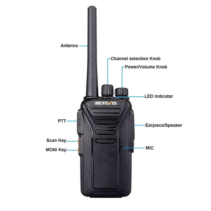 RETEVIS RT27 0.5W EU Frequency 446MHz 16CHS FRS Two Way Radio Handheld Walkie Talkie, EU Plug(Black)