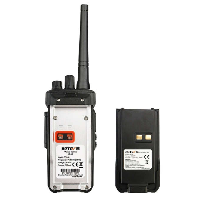 RETEVIS RT48 2W 16CHS Waterproof FRS Handheld Walkie Talkie, US Plug(Black)
