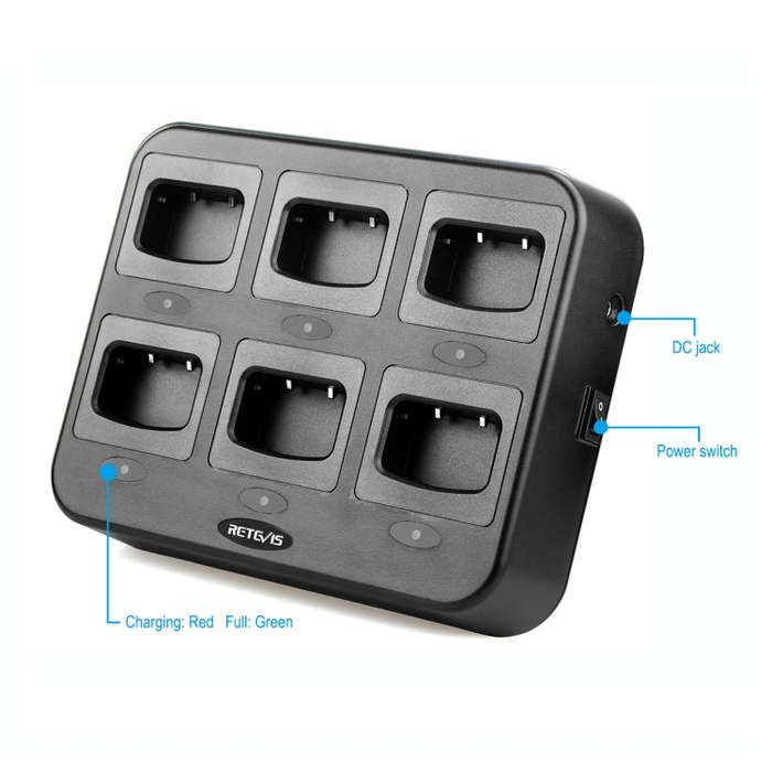 RETEVIS RTC777 Six-Way Walkie Talkie Charger for Retevis H777, US Plug