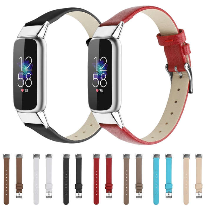 For Fitbit Luxe Leather Watch Band, Size:S(Brown)