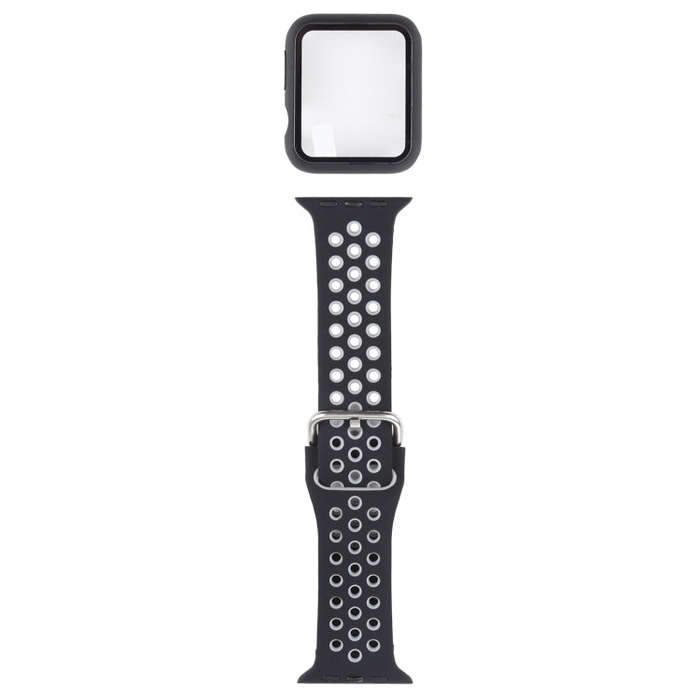 Silicone Watch Band + Protective Case with Screen Protector Set For Apple Watch Series 3 & 2 & 1 ...