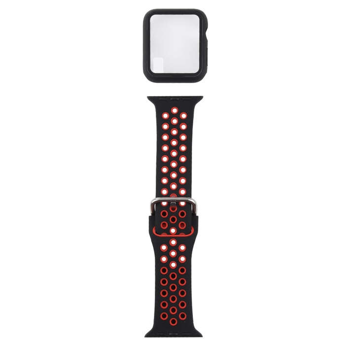 Silicone Watch Band + Protective Case with Screen Protector Set For Apple Watch Series 3 & 2 & 1 ...