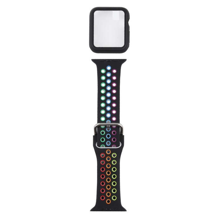 Silicone Watch Band + Protective Case with Screen Protector Set For Apple Watch Series 3 & 2 & 1 ...