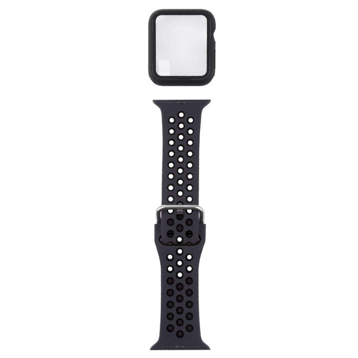 Silicone Watch Band + Protective Case with Screen Protector Set For Apple Watch Series 3 & 2 & 1 ...