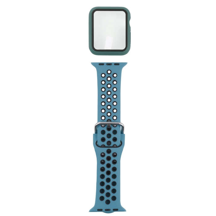 Silicone Watch Band + Protective Case with Screen Protector Set For Apple Watch Series 3 & 2 & 1 ...