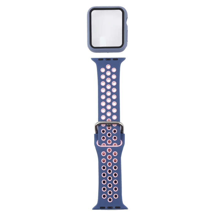 Silicone Watch Band + Protective Case with Screen Protector Set For Apple Watch Series 3 & 2 & 1 ...