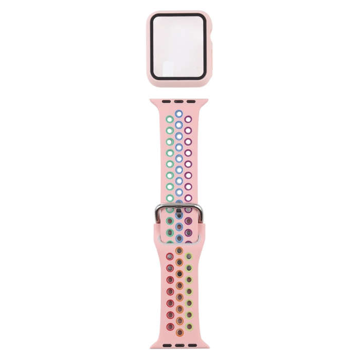 Silicone Watch Band + Protective Case with Screen Protector Set For Apple Watch Series 3 & 2 & 1 ...