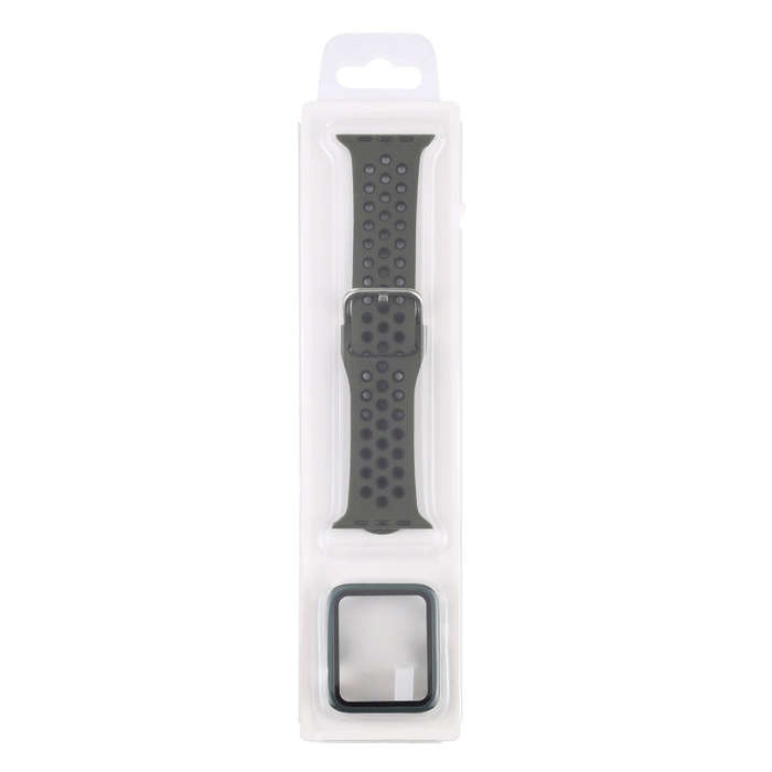 Silicone Watch Band + Protective Case with Screen Protector Set For Apple Watch Series 6 & SE & 5...