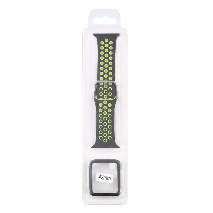 Silicone Watch Band + Protective Case with Screen Protector Set For Apple Watch Series 3 & 2 & 1 ...