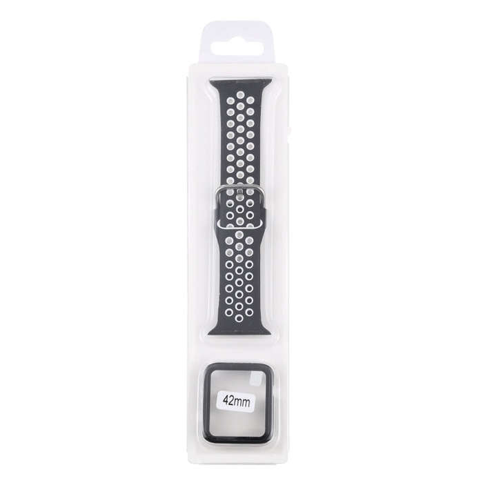 Silicone Watch Band + Protective Case with Screen Protector Set For Apple Watch Series 3 & 2 & 1 ...