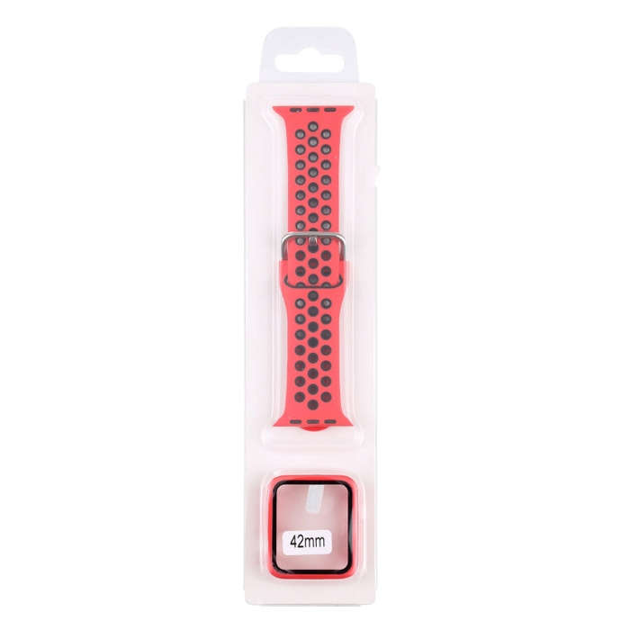 Silicone Watch Band + Protective Case with Screen Protector Set For Apple Watch Series 3 & 2 & 1 ...