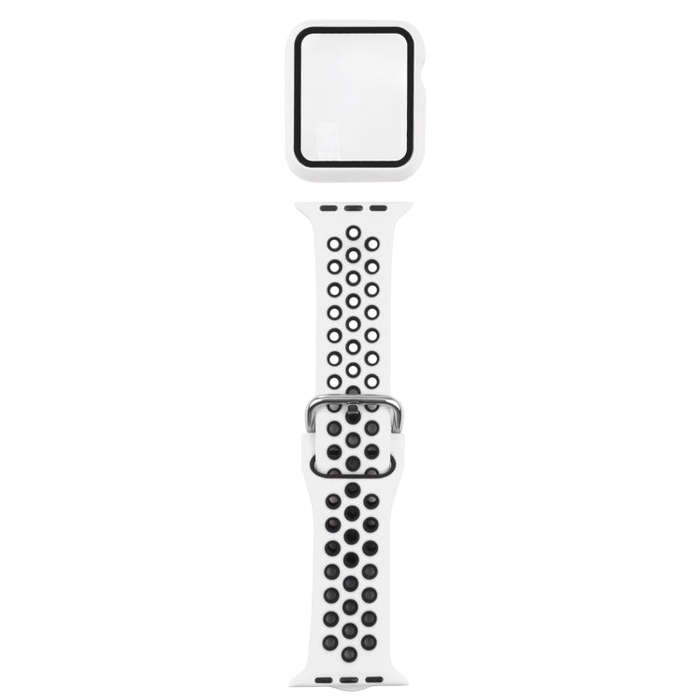 Silicone Watch Band + Protective Case with Screen Protector Set For Apple Watch Series 3 & 2 & 1 ...