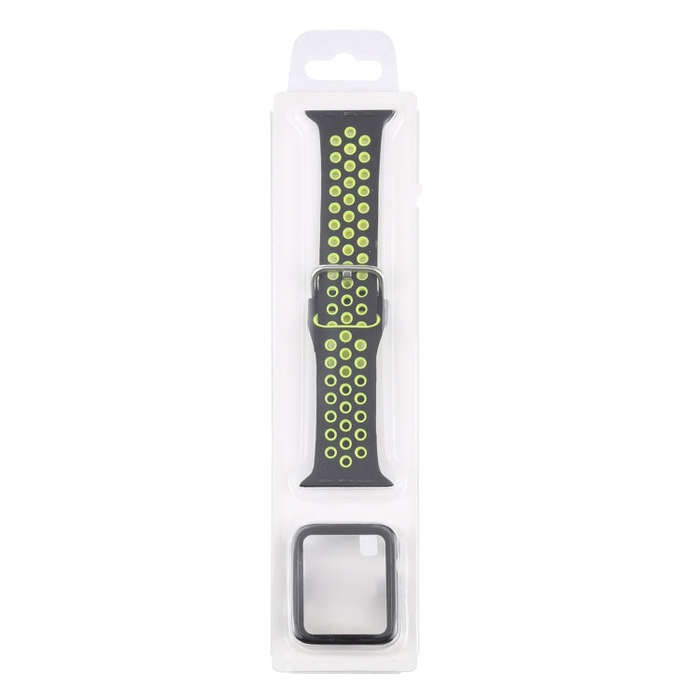 Silicone Watch Band + Protective Case with Screen Protector Set For Apple Watch Series 6 & SE & 5...