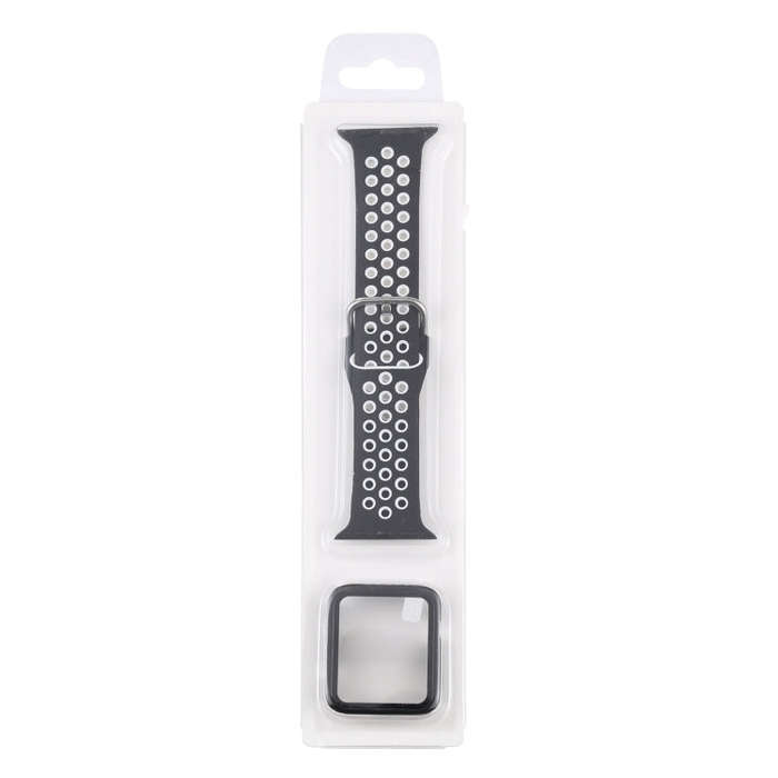 Silicone Watch Band + Protective Case with Screen Protector Set For Apple Watch Series 6 & SE & 5...