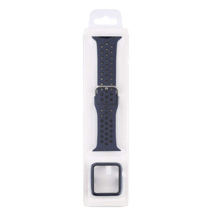 Silicone Watch Band + Protective Case with Screen Protector Set For Apple Watch Series 6 & SE & 5...