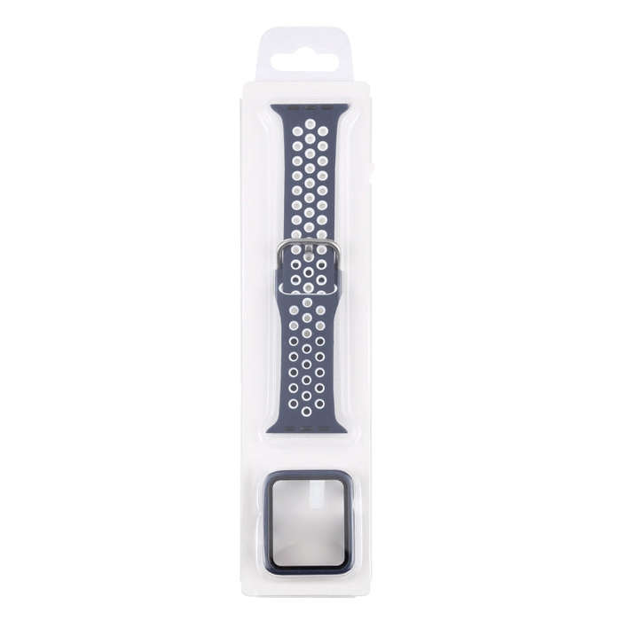 Silicone Watch Band + Protective Case with Screen Protector Set For Apple Watch Series 6 & SE & 5...