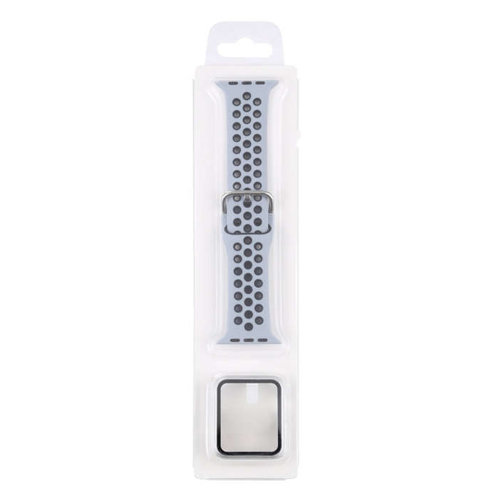 Silicone Watch Band + Protective Case with Screen Protector Set For Apple Watch Series 6 & SE & 5...