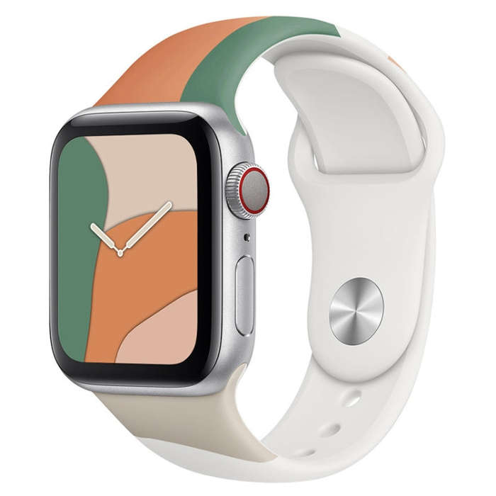 Morandi Series Contrast Color Silicone Watch Band For Apple Watch Series 9&8&7 41mm / SE 3&SE 2&6...
