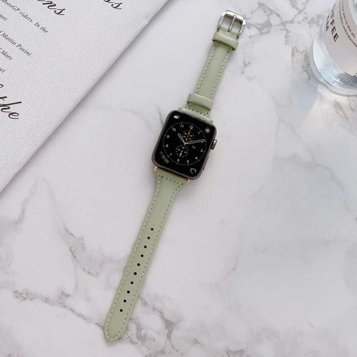 Sewing Plain Weave Small Waist Leather Watch Band For Apple Watch Ultra 49mm&Watch Ultra 2 49mm /...