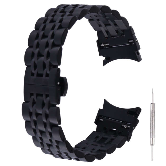 For Samsung Galaxy Watch4 40mm/44mm Seven-bead Stainless Steel Watch Band(Black)