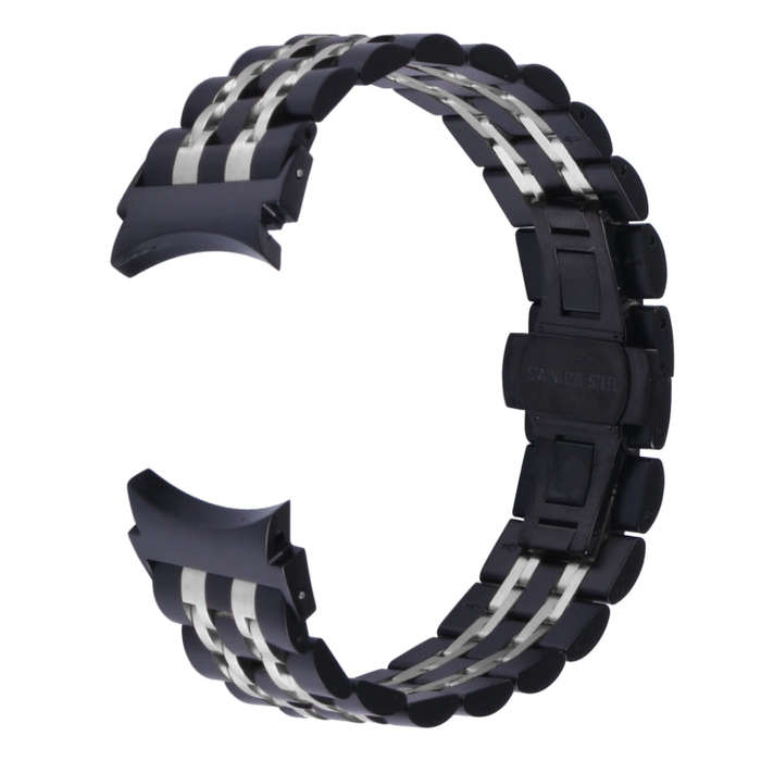 For Samsung Galaxy Watch4 40mm/44mm Seven-bead Stainless Steel Watch Band(Black Silver)
