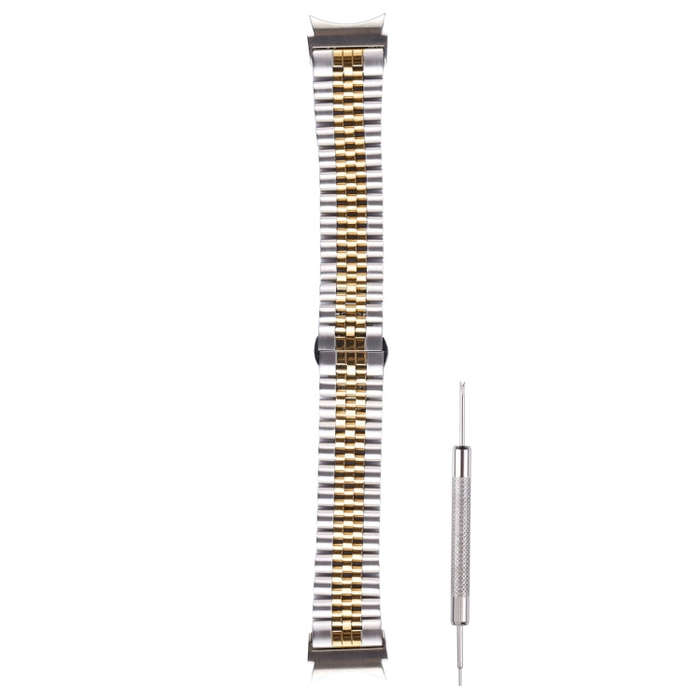 For Samsung Galaxy Watch4 40mm/44mm Five-bead Stainless Steel Watch Band(Silver Gold)