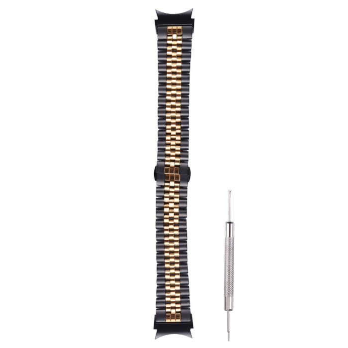 For Samsung Galaxy Watch4 40mm/44mm Five-bead Stainless Steel Watch Band(Black Rose Gold)
