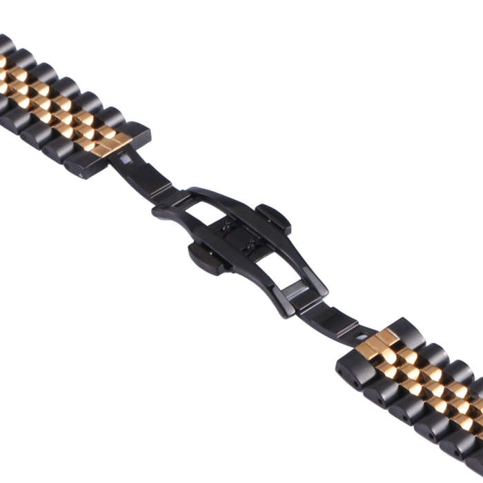 For Samsung Galaxy Watch4 40mm/44mm Five-bead Stainless Steel Watch Band(Black Rose Gold)