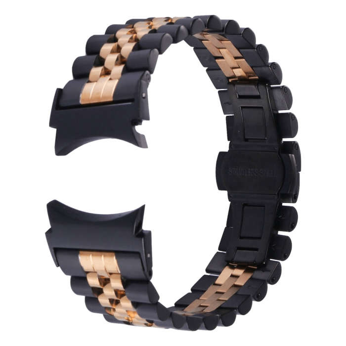 For Samsung Galaxy Watch4 40mm/44mm Five-bead Stainless Steel Watch Band(Black Rose Gold)