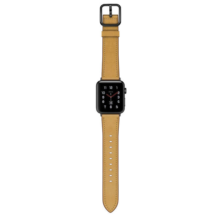 Leather Watch Band For Apple Watch Series 9&8&7 41mm / SE 3&SE 2&6&SE&5&4 40mm / 3&2&1 38mm(Yello...