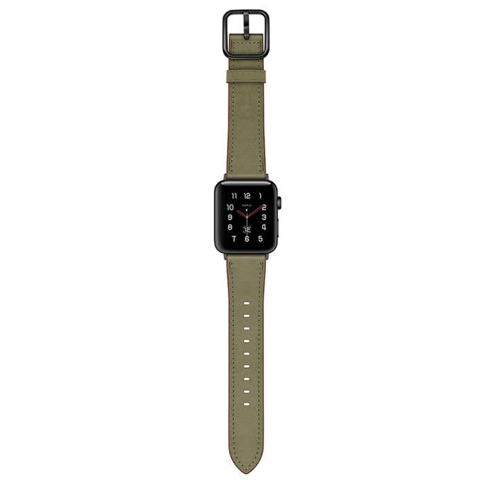 Leather Watch Band For Apple Watch Series 9&8&7 41mm / SE 3&SE 2&6&SE&5&4 40mm / 3&2&1 38mm(Army ...