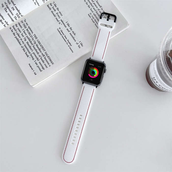 Honeycomb Hole Sewing Silicone Watch Band For Apple Watch Ultra 49mm&Watch Ultra 2 49mm / Series ...