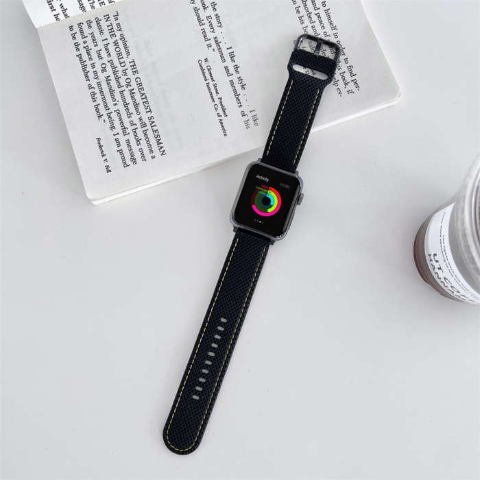 Honeycomb Hole Sewing Silicone Watch Band For Apple Watch Ultra 49mm&Watch Ultra 2 49mm / Series ...