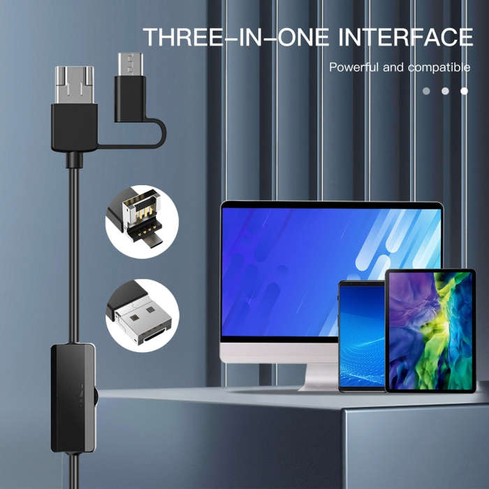 AN100 3 in 1 IP68 Waterproof USB-C / Type-C + Micro USB + USB Dual Cameras Industrial Digital End...