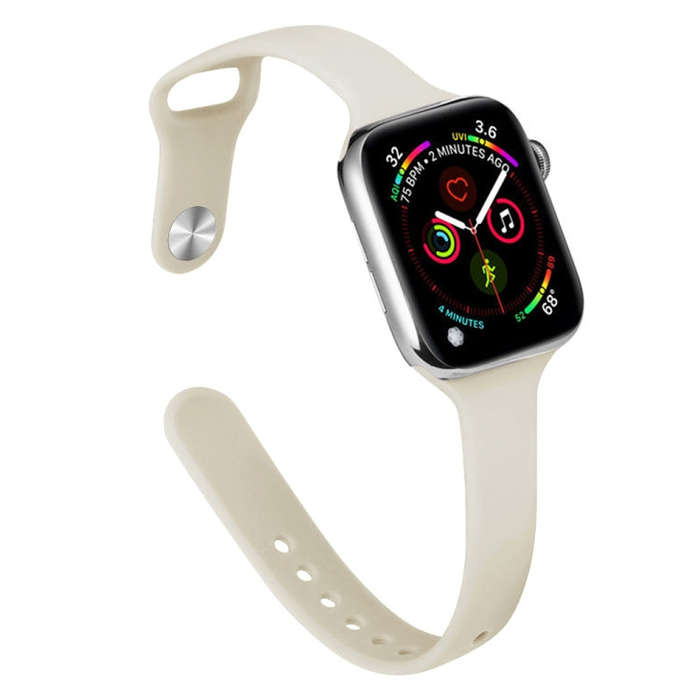 Slimming Silicone Watch Band For Apple Watch Series 9&8&7 41mm / SE 3&SE 2&6&SE&5&4 40mm / 3&2&1 ...