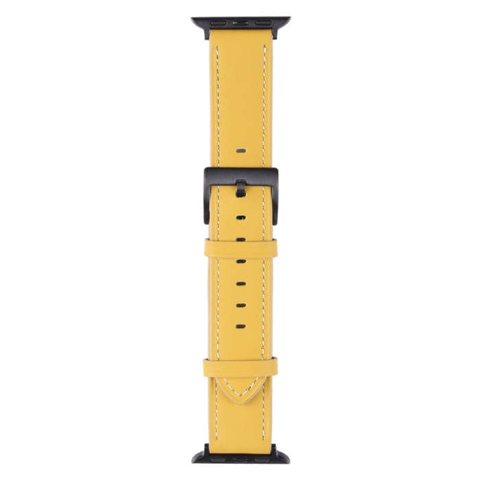 Leather Watch Band For Apple Watch Series 9&8&7 41mm / SE 3&SE 2&6&SE&5&4 40mm / 3&2&1 38mm(Yellow)