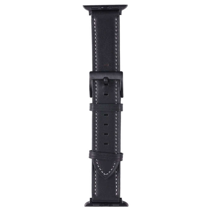 Leather Watch Band For Apple Watch Series 9&8&7 41mm / SE 3&SE 2&6&SE&5&4 40mm / 3&2&1 38mm(Black)