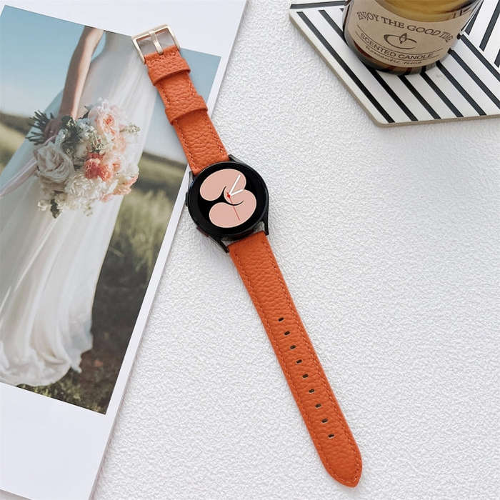 For Samsung Galaxy Watch4 40mm / 44mm Lychee Texture Leather Strap Watch Band(Orange)